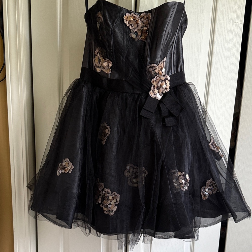 Elegant Black Floral Kids Dress